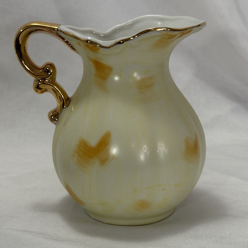 VTG Original Artmark Japan Pitcher & Bowl Set Hand Painted Fruit Gold Handle MCM - Picture 7 of 16